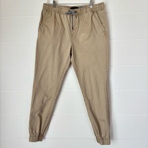 Aeropostale Tan Classic Twill Cotton Joggers with Tapered Legs Size Medium